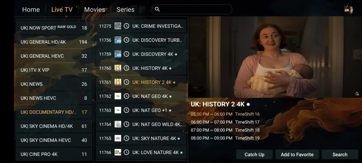 Voorbeeldscherm van Watchtivo IPTV interface 7