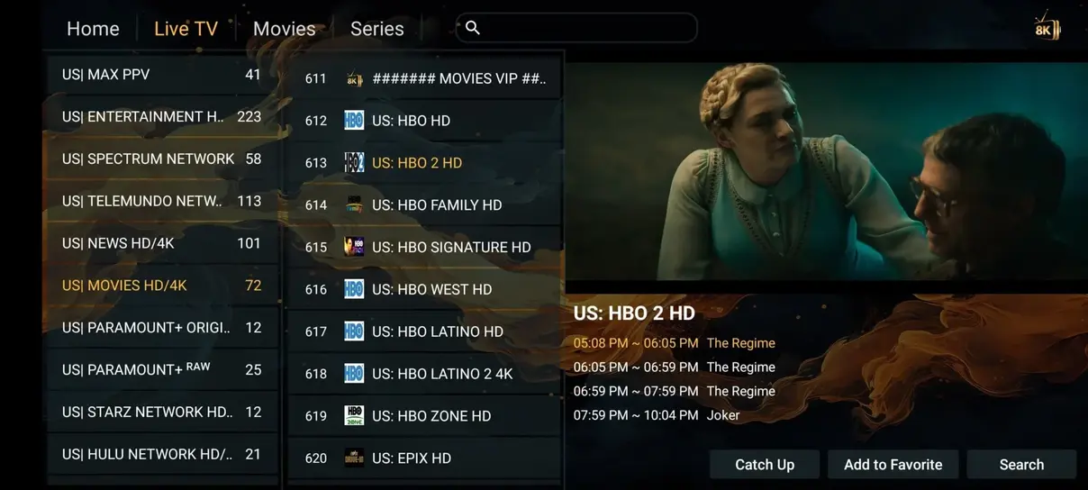 Voorbeeldscherm van Watchtivo IPTV interface 1