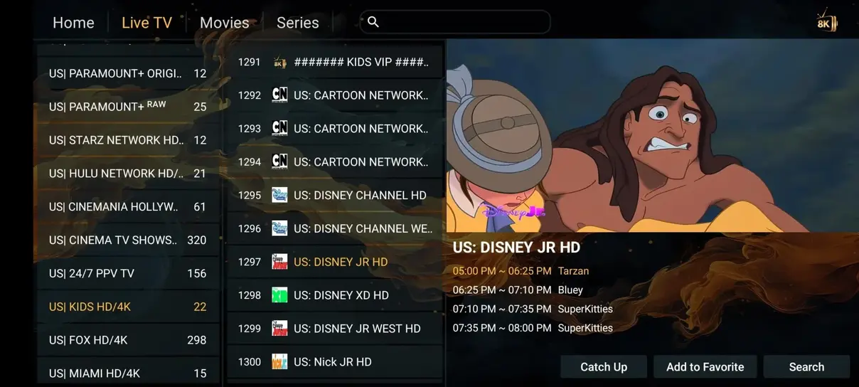 Voorbeeldscherm van Watchtivo IPTV interface 2
