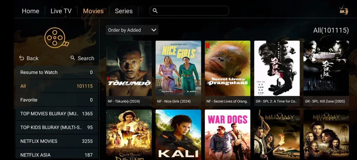Voorbeeldscherm van Watchtivo IPTV interface 5