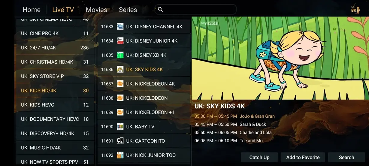 Voorbeeldscherm van Watchtivo IPTV interface 8
