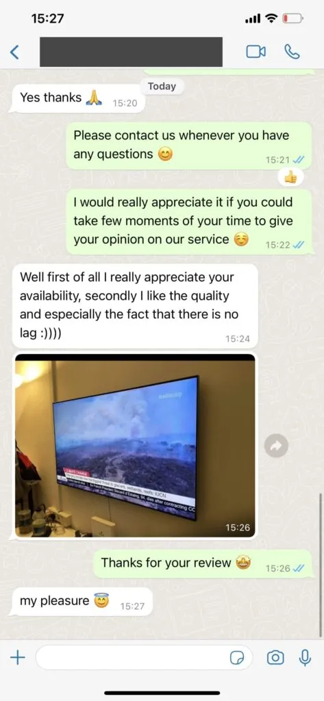 WhatsApp ervaring met Watchtivo IPTV support 2